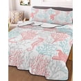 thumbnail image 3 of Quilts King Size, Red Aqua Coastal Soft Comforter Bedding Set for Bed, Sea Turtle Nautical Coral Summer Beach Lightweight Quilted Bedspread with Pillow Cover(2 Pieces) for All Season, 96x106 Inch, 3 of 6