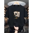 thumbnail image 1 of Camiseta informal negra para hombre con diseño intrincado de calavera y mecánica: cuello redondo, manga corta, camiseta gráfica de moda de verano., 1 of 6