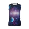 thumbnail image 6 of Lsque Planets Stars And Galaxies1 Print Men's Cotton Blend Sleeveless Muscle Shirts (S-3XL)- Moisture Wicking, Odor Protection, UPF 30+,3X-Large, 6 of 8