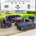 thumbnail image 5 of RADIATA 7 Pcs Outdoor Sofa and Fire Pit Table Wicker Sets Dark Gray/Navy, 5 of 9