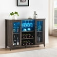 thumbnail image 1 of Wine Bar Cabinet with Led Light, Liquor Cabinet with Wine and Glass Rack, Buffet Sideboard with Storage, Coffee Bar Cabinet for Liquor with Adjustable Shelves, 47.2 Inches, Rustic Oak, 1 of 1