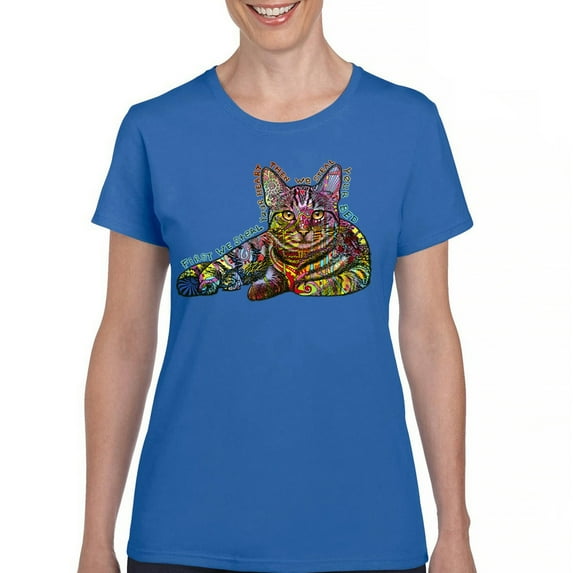 Tee Hunt Dean Russo Cute Cat T-Shirt First We Steal Your Heart Pet Women's T-Shirt Tee, Blue, XX-Large