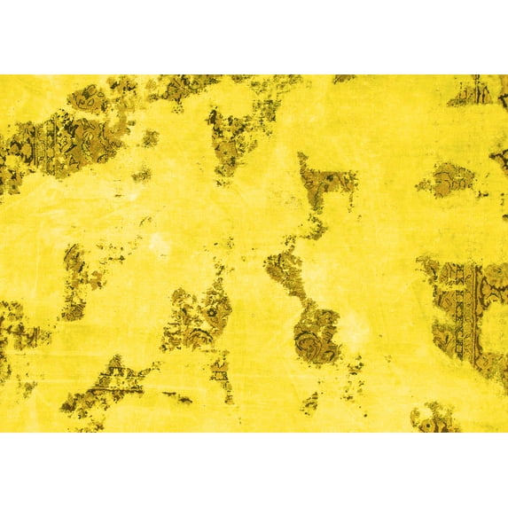 Ahgly Company Machine Washable Indoor Rectangle Abstract Yellow Modern Area Rugs, 7' x 9'