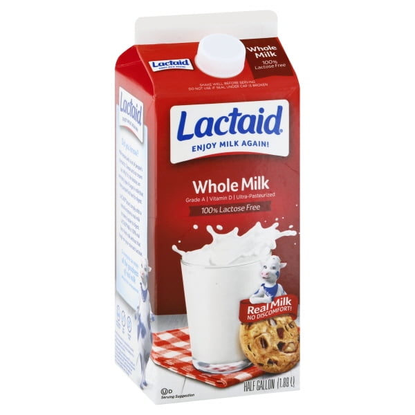 LACTAID® 100 Lactose Free Whole Milk, .5 gal l Carton