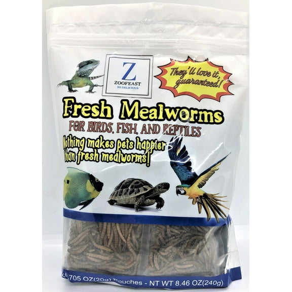 Fresh mealworms (better than live worms) for birds, fish and reptiles - 8.46oz (1600 counts)