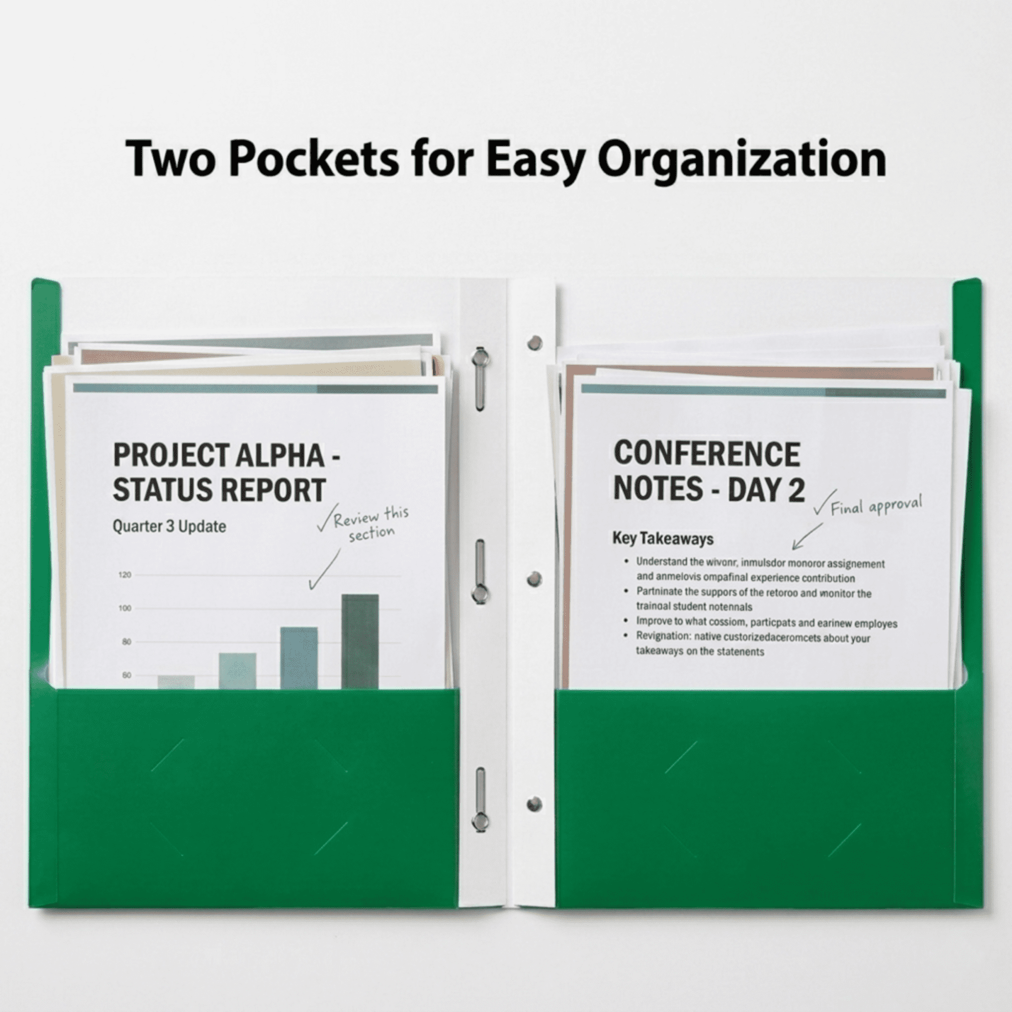 School Supply Boxes | (Green) Three Prong, Two Pocket Folders | 20 Pack | Letter Size Folders for the Classroom & Office