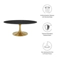 thumbnail image 6 of Modway Lippa 42" Oval Artificial Marble Coffee Table in Gold Black, 6 of 7