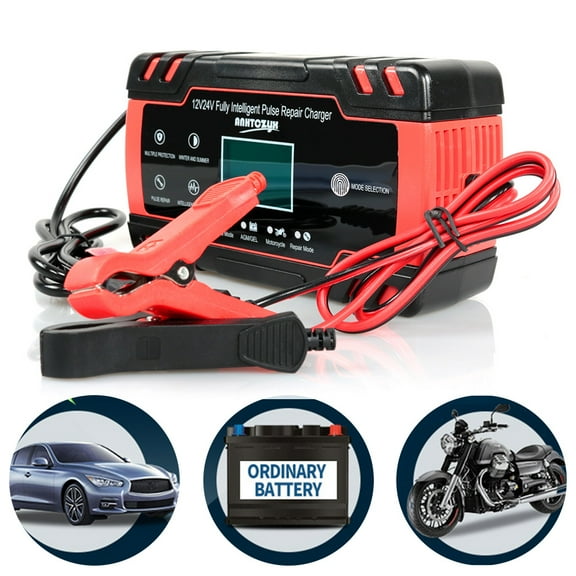 FIEWESEY Intelligent Automatic Car Battery Charger12/24V Pulse Repair Starter Portable