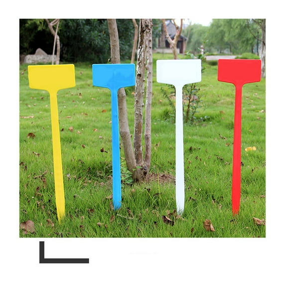 GOOHOCHY 10 Pcs Plastic Plant Tags Reusable Waterproof Nursery T-Type Garden Labels White Plant Markers 14.2" x 3.94"