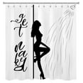 thumbnail image 2 of HVEST Get Naked Shower Curtain Decor, Sexy Girl Woman Shadow and Funny Word Shower Curtain Adult Black White Bathroom Polyester Fabric Decorative Curtain with Hooks, 72X78, 2 of 4
