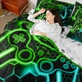 thumbnail image 4 of Castle Fairy Ombre Video Game Twin Bedding Sets,Honeycomb Gamepads Bedding Comforter Set, 4 of 8