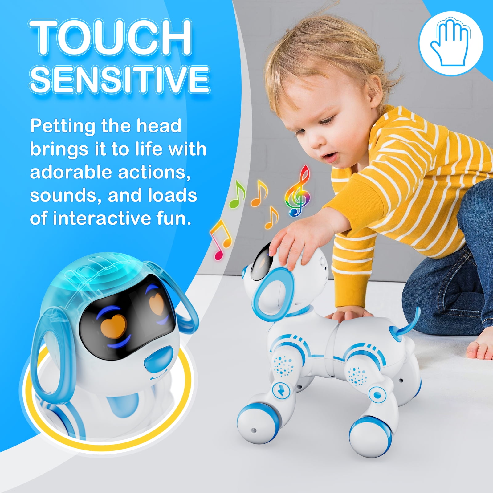 Contixo R3 Electronic Robot Dog, Interactive Smart Puppy Robot Toys, Kids Toys with Lights & Sounds, Blue
