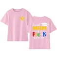 thumbnail image 5 of Odeerbi Toddler Boys Girls Summer Cartoon Print Shirt Toddler Baby Short Sleeve Cotton T-shirt Comfortable Solid Color Graduation Print Top Pink 3-4 Years, 5 of 5