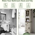thumbnail image 6 of OKD Freestanding Bathroom Storage Cabinet, Farmhouse 69" Tall Narrow Cabinet with Adjustable Shelves and Metal Handle, Rustic Oak with Antique White, 6 of 8
