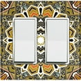 thumbnail image 1 of Metal Light Switch Plate Cover Mandala Orange Brown Flower Tile Pattern MDL058, 1 of 13