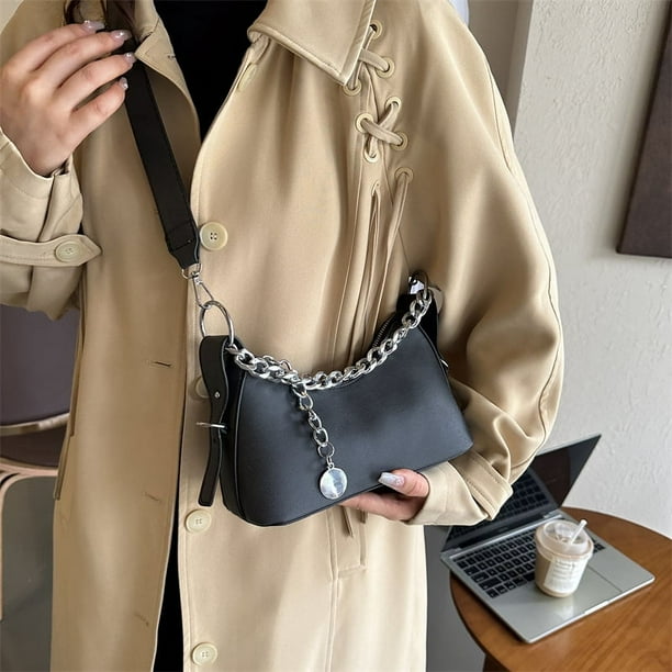 Bolso Hobo de cadena para mujer bolso de hombro de PU bolso cruzado a la moda bolso cruzado negro Walmart en linea