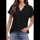 thumbnail image 1 of Blusas con Ojales para Mujer, Cuello en V, Corta, Bordadas, Estilo , Informal, Holgada, de Verano Negro XL, 1 of 8