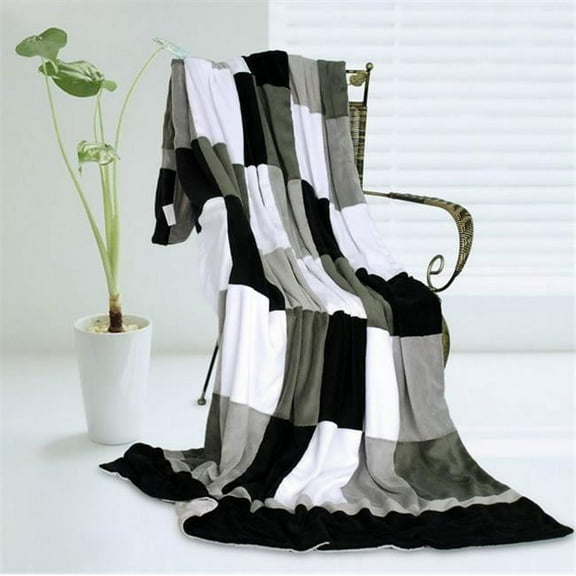 ONITIVA-BLK-028 Onitiva - Plaids - Reflection Soft Coral Fleece Patchwork Throw Blanket