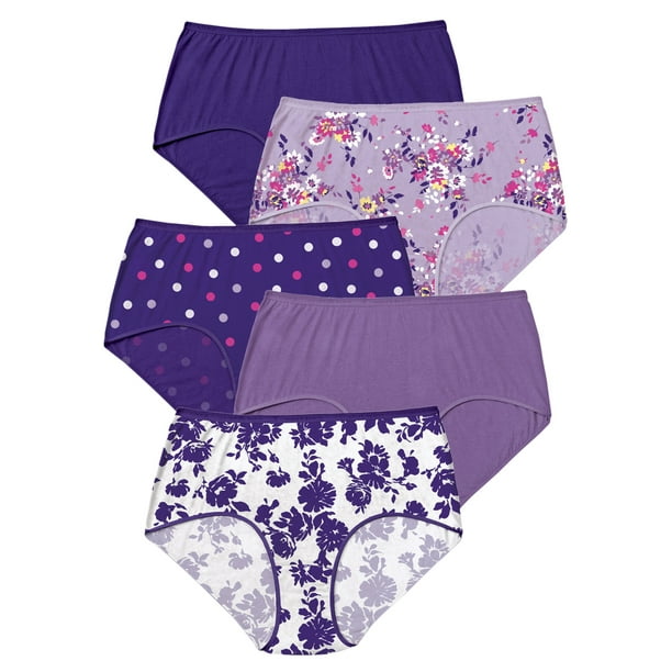 Comfort Choice Women's Plus Size Cotton Brief 5Pack Underwear