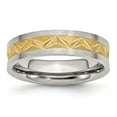 thumbnail image 1 of Bague en Acier Inoxydable Rainurée Jaune Plaquée IP pour Femmes 6mm Bande Brossée Taille 6, 1 of 6