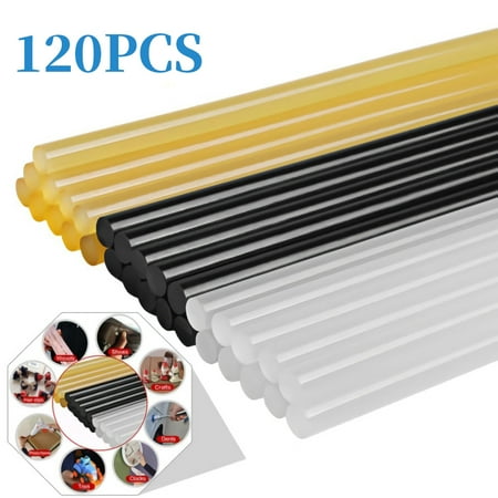 - 120pcs 7mmx190mm DIY Hot Melt Glue Sticks Black color For Hot Melt Gun Car Audio Craft General Purpose (Random Color: Yellow/Black/White)