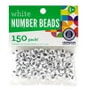 White Number Beads, 7mm, 150pc
