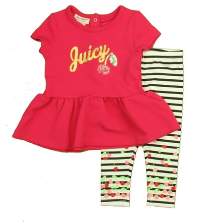 

Pre-owned Juicy Couture Girls Pink | White | Black Cherries Apparel Sets size: 18 Months