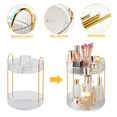 thumbnail image 2 of Organizador de maquillaje giratorio de 360°, organizadores de tocador de encimera de baño de alta capacidad, almacenamiento giratorio de 2 niveles para el cuidado de la piel, 2 of 7
