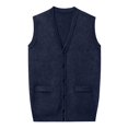 thumbnail image 4 of successthop Wool Sweaters for Men Cardigan Sleeveless V Neck Tops Button Up Knitwear Light Solid Fall Casual Clothes XL, 4 of 7