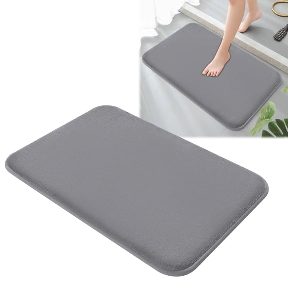 20x31 ince Fluffy Foamed Slip Reducer Bath Rug, Machine Washable Area Bath Mat Rugs for Bathroom, Light Ashy