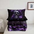 thumbnail image 5 of Homewish Goth Sugar Skull Full Size Comforter Sets,Purple Romantic Rose Bedding Comforter Set,Halloween Duvet,Black Reversible,3-Piece,1 Comforter and 2 Pillowcases, 5 of 7
