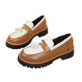 thumbnail image 5 of Gpaecead Women's Two Tone Platform Tassel Loafers Faux Leather Chunky Sole Slip On British Style Comfort Shoes For Work And Casual Brown, 5 of 8