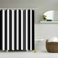 thumbnail image 4 of Black with White Shower Curtain Geometric Wave Stripe Bath Curtain Waterproof Polyester Fabric Bathroom Accessories Screen r, 4 of 7