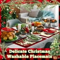 thumbnail image 2 of 6 Pcs Christmas Watercolor Placemats 12 x 17 Inches Xmas Plastic Placemats Set of 6 Wipeable Table Vinyl Mats for Dining Kitchen Indoor Outdoor Party Holiday Decoration (Let it Snow), 2 of 6