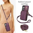 thumbnail image 4 of Compatible with Samsung Galaxy S24 FE 5G Wallet Phone Case Tempered Glass Screen Protector Wrist Crossbody Strap Stand Credit Card Holder RFID Slot Cell Cover for S 24 EF S24F Women Girls Dark Purple, 4 of 9