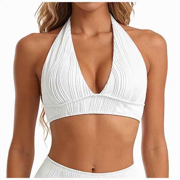 UAYOTSE Summer Women Twist Front Bikini Top, Cross Back Padded Bathing Suit Top, Wide Adjustable Straps Design for Large Bust Swim Activities,Sizes L