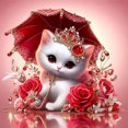 thumbnail image 1 of Pintura de diamante 5D DIY taladro redondo completo rosas de gato real Wdftyju 30x30cm blanco, 1 of 9