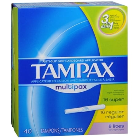 2 Tampons - 2 Pack - Tampax Multipax Tampons Assorted Absorbencies 40 Each