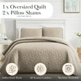 thumbnail image 2 of Southshore Fine Linens Oversized Quilt Bedding Set lightweight, prewash fabric soft coverlet bedspread 3-Piece with two matching shams (98 in wide x 98 in long), Pebble Sandy Taupe, Full / Queen, 2 of 9