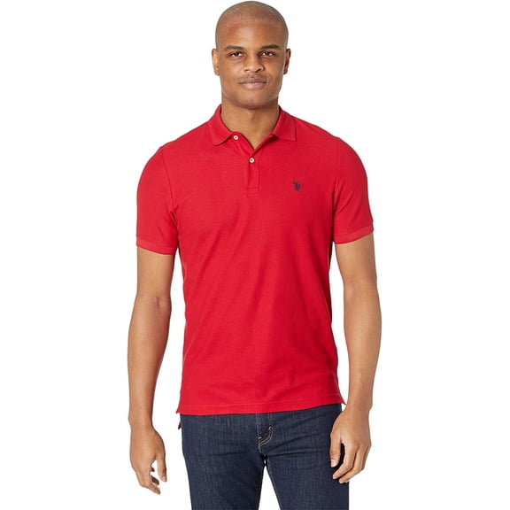 U.S. Polo Assn. Mens Ultimate Pique Polo Large Engine Red