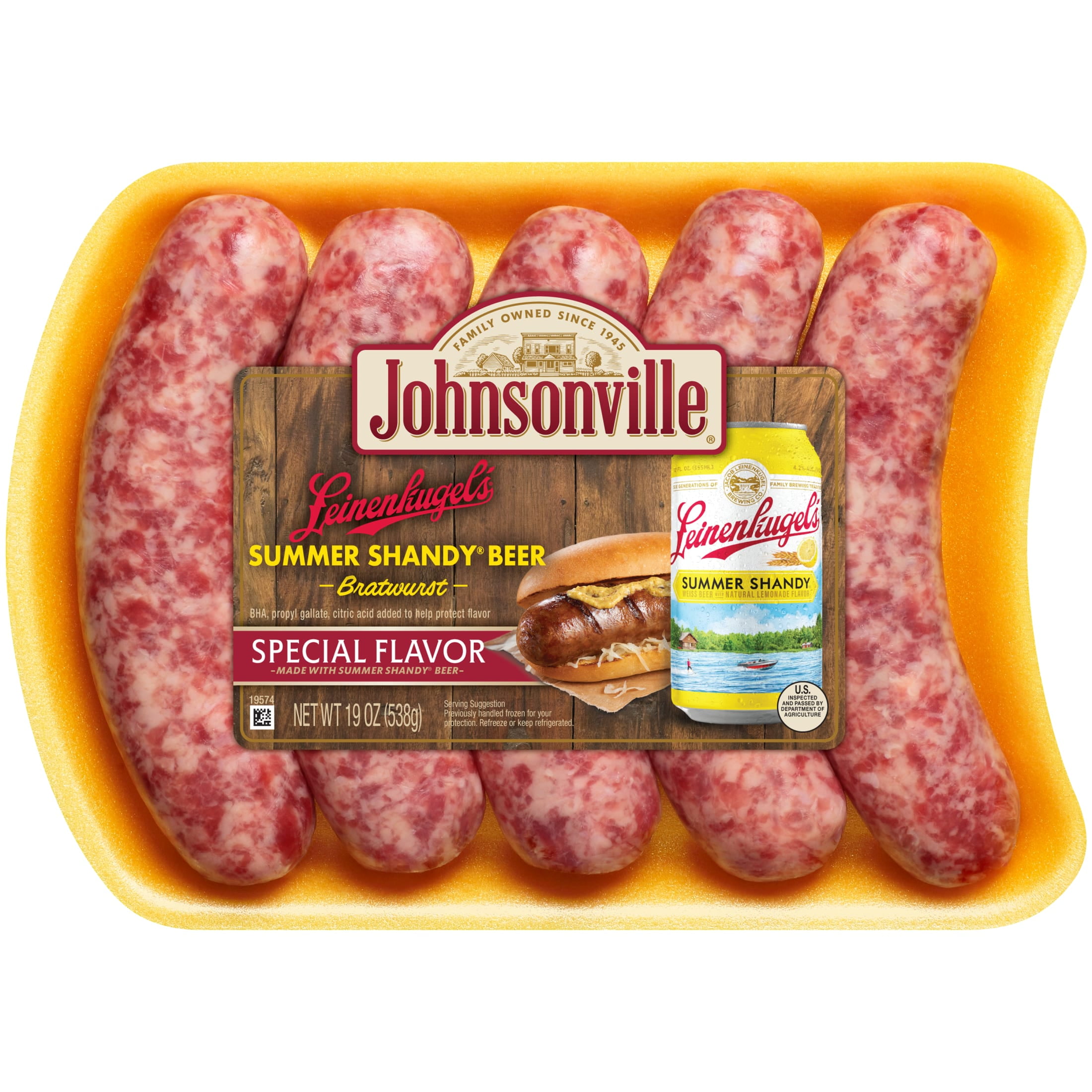 Johnsonville Summer Shandy Bratwurst Pork Sausage Links 19oz Package