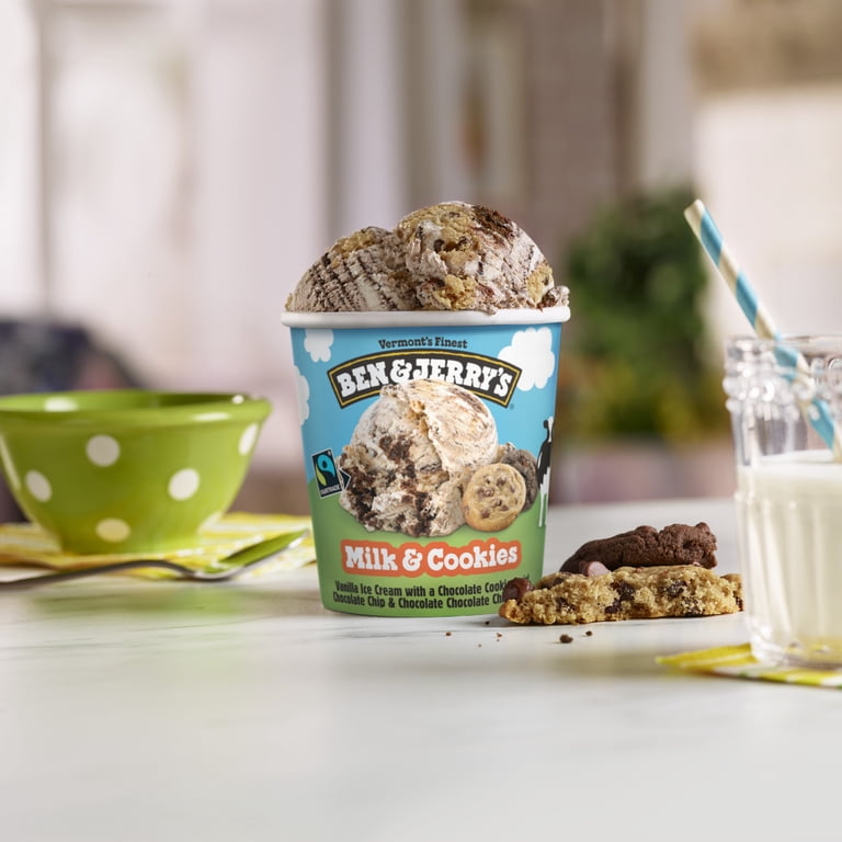 Ben & Jerry's Milk & Cookies Vanilla Ice Cream Cookie Dough Ice