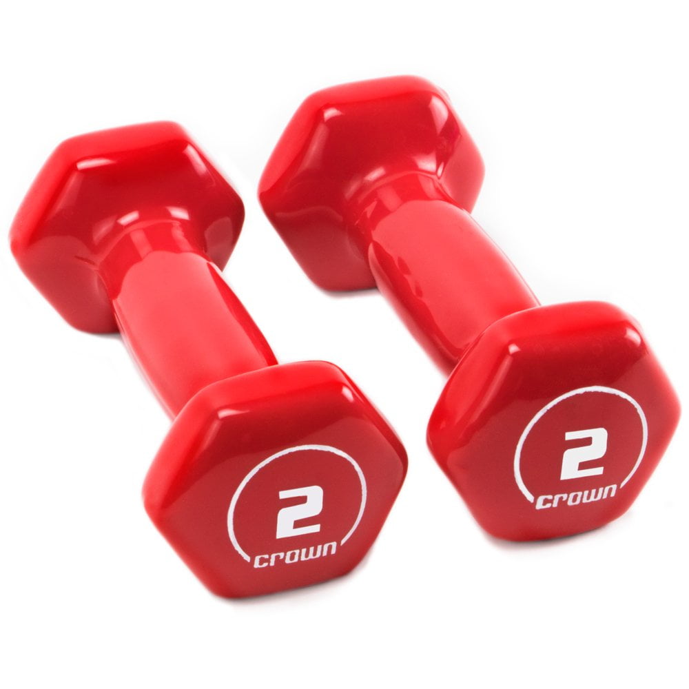 Brybelly Vinyl Hex 2 LB Weights, Hand Weights Dumbbells Set, Free ...