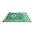thumbnail image 2 of Ahgly Company Machine Washable Indoor Rectangle Medallion Turquoise Blue Traditional Area Rugs, 2' x 4', 2 of 4