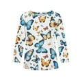 thumbnail image 5 of Abcomgle Kids Long Sleeve Shirt Girls 7-8 Trendy Butterfly Graphic Crewneck Shirts for Girls Winter Basic Girls Tops Trendy Blouses for Girls 3-4 Years,Blue, 5 of 6
