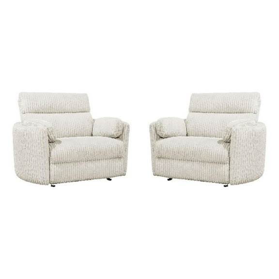 Pemberly Row XL Extra Wide Power Glider Recliner - Mega Ivory (Set of 2)