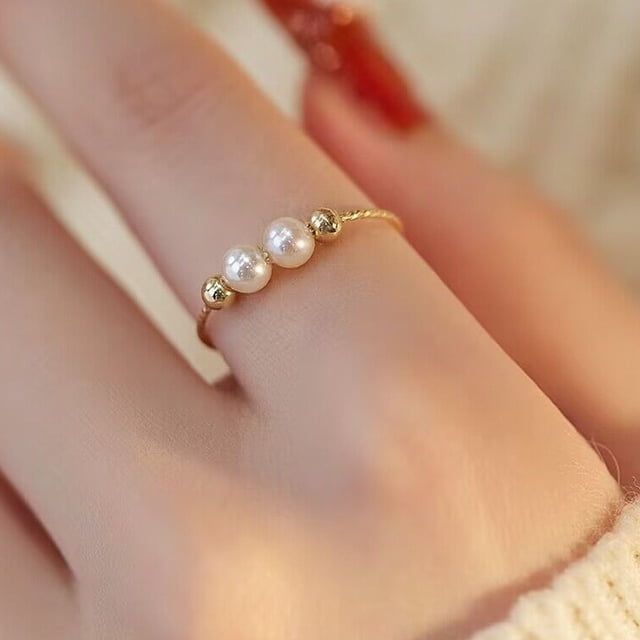 Anillo de perlas de imitación de alta calidad para mujer, diseño de nicho, anillo de cercanías, nuevo estilo, anillo de cola popular, joyería de mano elegante y simple
