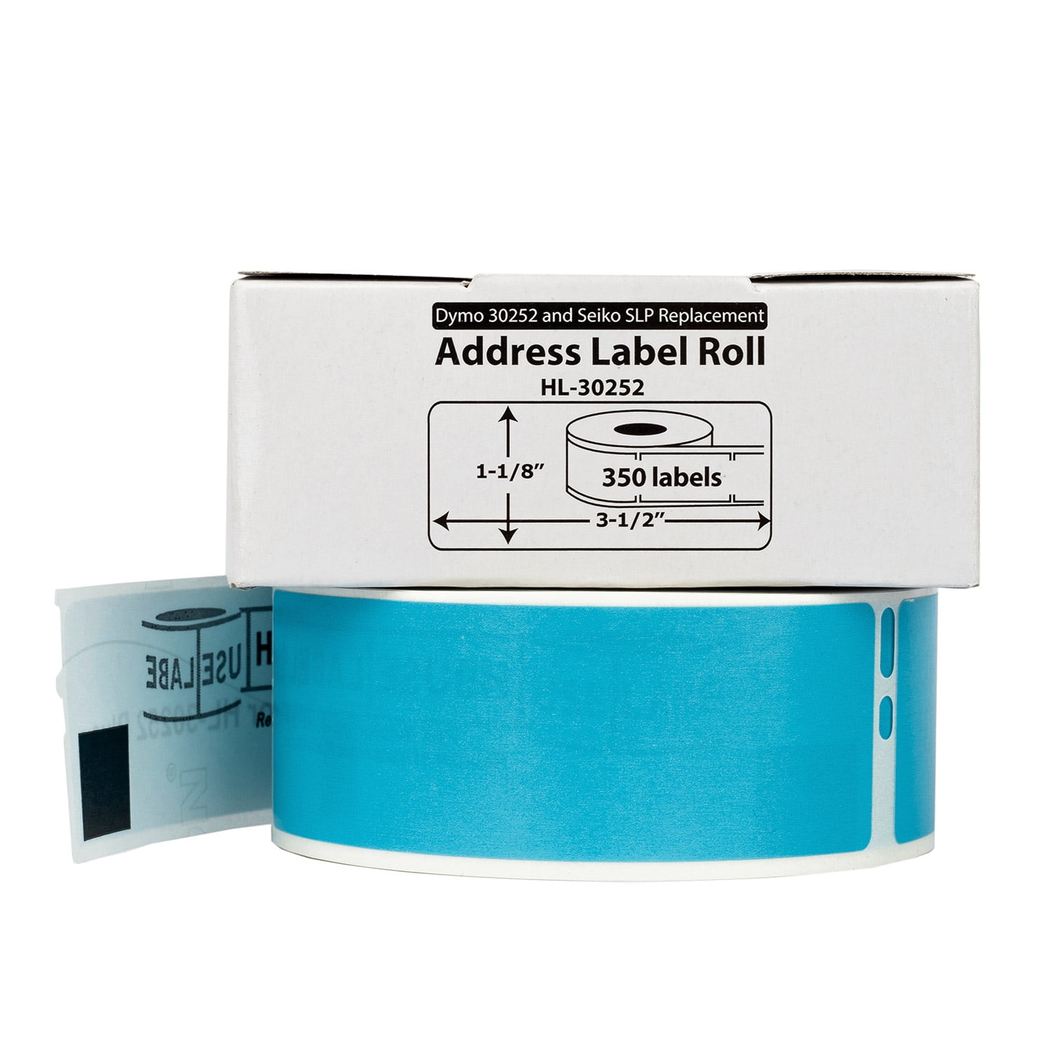HOUSELABELS Compatible DYMO 30252 BLUE Address Labels (1-1/8" x 3-1/2"), strong permanent adhesive, compatible with DYMO LW 450, 4XL, Rollo & Zebra Desktop Printers, 100 Rolls /35000 Labels