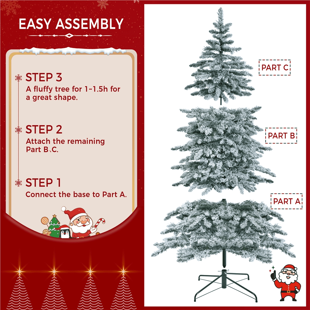 Alden Design 6Ft Pre-Lit Artificial Christmas Tree with 400 Warm LED Lights, Green