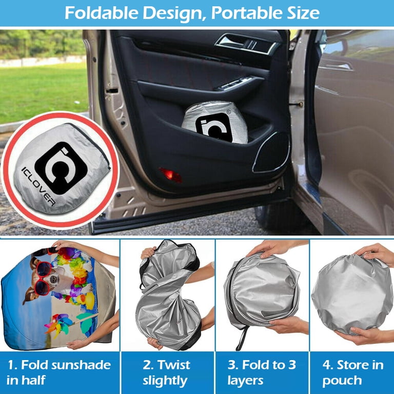 CarCooler Foldable Car Windshield Sunshade - 69x35 Inch, 210T Material For Heat & UV Protection (with Storage Bag)